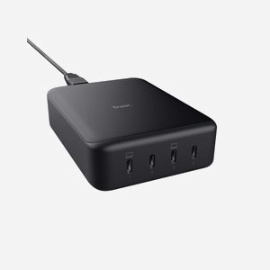 Trust Chargeur Secteur 240W GaN 4 Ports USB-C Power Delivery 3.0 & PPS, protections surcharge/surchauffe/court-circuit, câble 1m, noir, 88x122x35mm