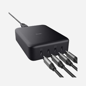 Trust Chargeur Secteur 240W GaN 4 Ports USB-C Power Delivery 3.0 & PPS, protections surcharge/surchauffe/court-circuit, câble 1m, noir, 88x122x35mm - Miniature 2