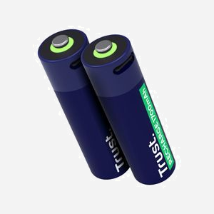 Trust Batterie Rechargeable AA 1700mAh USB-C, 2 Piles, Recharge 2h, 800 Cycles, Protection Court-Circuit, 50mm x 1.4cm - Miniature 3