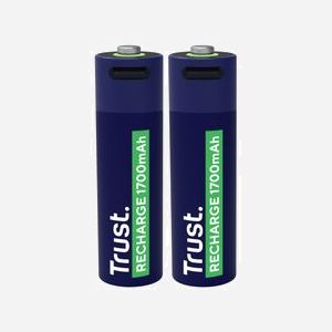 Trust Batterie Rechargeable AA 1700mAh USB-C, 2 Piles, Recharge 2h, 800 Cycles, Protection Court-Circuit, 50mm x 1.4cm - Miniature 4