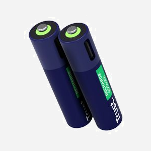 Trust Batterie Rechargeable AAA 500mAh USB-C, Set de 2, Rechargement 1h, 800 Cycles, Protection Court-Circuit, Dimensions 10x44mm - Miniature 3