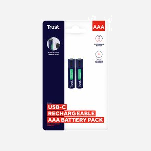 Trust Batterie Rechargeable AAA 500mAh USB-C, Set de 2, Rechargement 1h, 800 Cycles, Protection Court-Circuit, Dimensions 10x44mm - Miniature 5