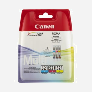 Canon Multipack Cartouches Couleur CLI-521 C/M/Y (2934B010) – Encre à Pigments Jet d'Encre, 3 Cartouches, Compatibilité PIXMA MP990, ISO/IEC 24711 - Miniature 1