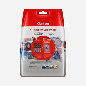 Canon Multipack CLI-551XL BK/C/M/Y - Encres Dye ChromaLife100+ - Jet d'encre - 6443B006 - Compatibilité iX6850, MG5450, iP7250, MX925 et autres - Miniature 1