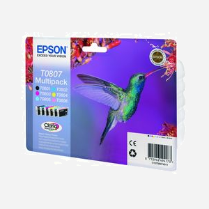 Multipack Epson Claria "Colibri" T0807 (C13T08074011) : 6 cartouches jet d'encre (N,C,M,J,Cc,Mc) pour Stylus Photo (voir compatibilité) - Miniature 2