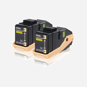 Epson C13S050606 - Pack de 2 Toners Jaune Original, 7500 pages, Technologie Laser, Compatibilité AcuLaser C9300N - Fabriqué au Japon