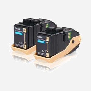 Epson Pack 2 Toners Cyan C13S050608 : 2 x 7500 pages, AcuLaser C9300N, Technologie Laser, Couleur Cyan, Original, Fabriqué au Japon - Miniature 1