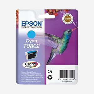 Epson Cartouche d'encre Cyan Claria C T08024011, 7.4ml pour Stylus Photo RX/R/PX Series, Jet d'encre, OEM C13T08024011 - Miniature 1