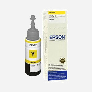 Epson T6734 Jaune - Bouteille d'encre 70ml - Encre pigmentée - Pour imprimante jet d'encre Epson L800 - Réf: C13T67344A - Miniature 1