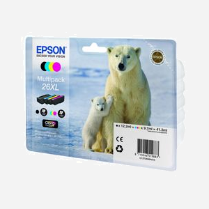 Epson Cartouche Ours Polaire T26364020 : Encre Claria Premium XL, Pigment Noir 12.2ml, Colorant Cyan/Magenta/Jaune 9.7ml, Jet d'Encre, XP-820 Series - Miniature 2