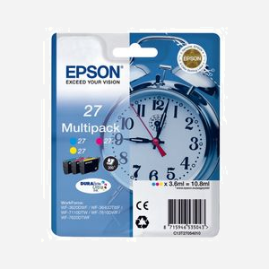 Epson 27 DURABrite Ultra Multipack Cyan, Magenta, Jaune (C13T27054010) - 3 Cartouches Pigmentées 3,6ml - WorkForce WF-36xx/WF-7xxx - Miniature 1