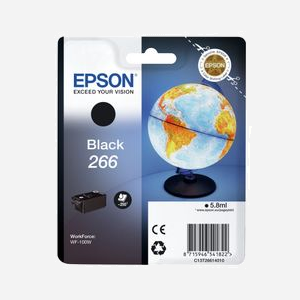 Epson Globe 266 Cartouche d'encre noire DURABrite Ultra N, 5.8ml, rendement 250 pages, pour WorkForce WF-100W, Code OEM C13T26614010 - Miniature 1