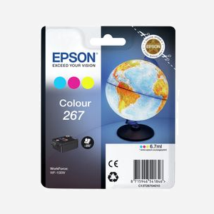 Epson Globe Monobloc 267 - Cartouche d'Encre DURABrite Ultra - Cyan, Magenta, Jaune - 6.7ml - 200 pages - Compatibilité WorkForce WF-100W - Réf C13T26704010 - Miniature 1
