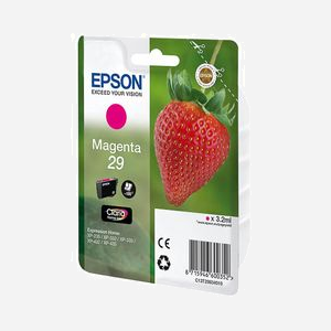 Epson 29 M Strawberry Cartouche d'encre Magenta Original - Encre à Pigments, Rendement Standard 180 pages, 3.2ml, Expression Home XP-235/332/335/432/435