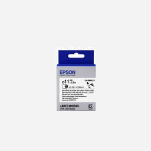 Epson LK-6WBA11 Thermorétrécissable 11mm x 2.5m Noir sur Blanc, Compatible LabelWorks LW-1000P/400/300/600P/700/900P, Normes MIL/SAE/UL