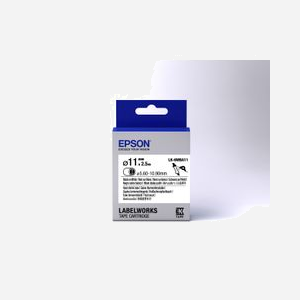 Epson LK-6WBA11 Thermorétrécissable 11mm x 2.5m Noir sur Blanc, Compatible LabelWorks LW-1000P/400/300/600P/700/900P, Normes MIL/SAE/UL - Miniature 2