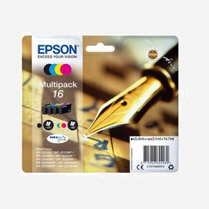 Epson Multipack 16 Encre DURABrite Ultra N/C/M/J (C13T16264012) - Cartouches pigments standard 5.4ml Noir, 3.1ml Couleur - Jet d'encre - WorkForce