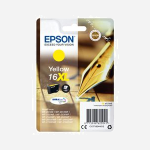 Cartouche Epson 16XL Jaune C13T16344022, Encre DURABrite Ultra, 6.5ml, Rendement 450 Pages, Jet d'Encre Pigmentaire, WorkForce Compatible