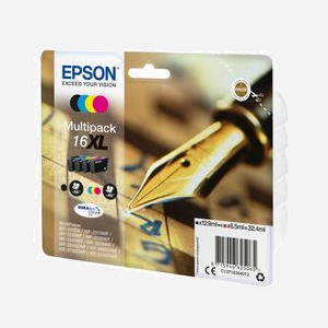 Epson Multipack 16XL "Stylo à plume" C13T16364022 : DURABrite Ultra N/C/M/J, 1 Noir (12.9ml, 500 pages), 3 Couleur (6.5ml, 450 pages), Jet d'encre WorkForce - Miniature 2