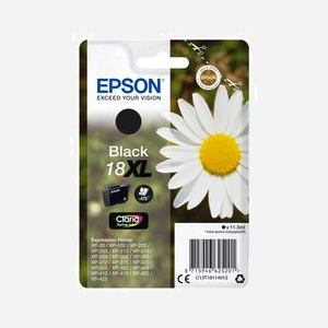Epson Cartouche 18XL Noir C13T18114012 - Encre Pigmentée Claria Home N - 11.5ml - Rendement 470 Pages - Compatibilité Epson Expression Home XP Series
