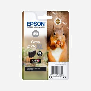 Epson 478XL Claria Photo HD Ink Grey Singlepack (C13T04F64010) - Encre à colorant, 11.2ml, 200 pages, Expression Photo XP-15000/XP-8500