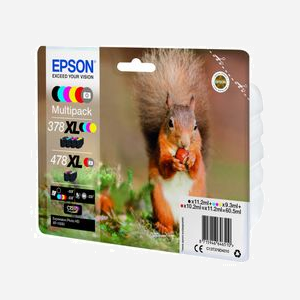Epson Squirrel Multipack 6 couleurs 378XL/478XL Claria Photo HD Ink - Kit 6 cartouches jet d'encre (Noir 11.2ml, Couleur 9.3ml) - Expression Photo XP-8500 - Code OEM C13T379D4010 - Miniature 4