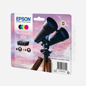 Epson 502 Multipack 4 Couleurs (C13T02V64010) : Encres pigmentaire noire 4.6ml, colorant Cyan/Magenta/Jaune 3.3ml, WorkForce/Expression Home - Miniature 2