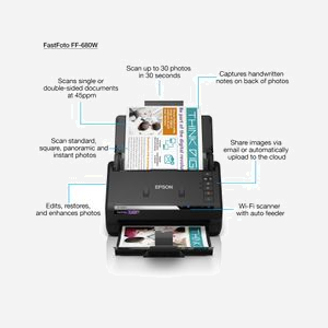 Epson FastFoto FF-680W Scanner A4 600x600 DPI Alimentation Papier, Numérisation Recto Verso 45 ppm, USB 3.2, WiFi, Compatible Windows/macOS - Miniature 4