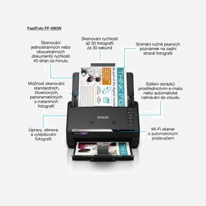 Epson FastFoto FF-680W Scanner A4 600x600 DPI Alimentation Papier, Numérisation Recto Verso 45 ppm, USB 3.2, WiFi, Compatible Windows/macOS - Miniature 5