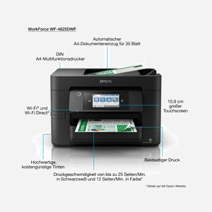 Epson WorkForce Pro WF-4825DWF : Imprimante Jet d'encre A4 Couleur, 4800x2400 DPI, 25 ppm Noir/12 ppm Couleur, Recto Verso, Wifi, Ethernet, Fax, ADF 35 feuilles - Miniature 5