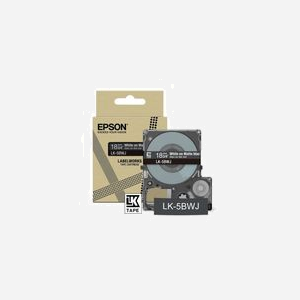 Epson LK-5BWJ - Cassette d'étiquettes 18mm, Noir/Blanc, Transfert Thermique, Finition Mate - Compatible LabelWorks LW-C410 - Référence C53S672083 - Miniature 1