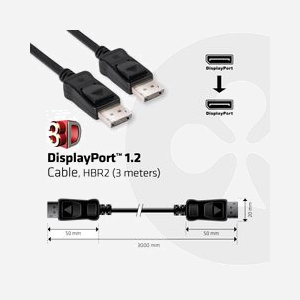 CLUB3D Câble DisplayPort 1.2 M/M 3m 4K60Hz 21.6Gbps - Connecteurs plaqués or, verrouillables, Blindage magnétique, certifié RoHS, FCC, CE EM - Miniature 5