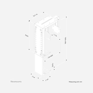 Neomounts CPU-D100BLACK Support CPU Bureau Acier Noir, Charge 30kg, Réglable Largeur 80-220mm, Hauteur 300-530mm, Fixation Verticale - Miniature 3