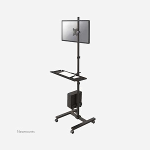 Neomounts FPMA-MOBILE1700 Station de travail mobile acier noir pour écran 10-32" (VESA 75x75/100x100 mm), inclinaison 30°, pivot 360°, hauteur max 1750mm, charge 8kg