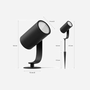 Philips Hue White and Color Ambiance Lily Kit 3 Spots Extérieurs LED 8W Noir IP65 ZigBee 2000-6500K 600lm Aluminium 24V - Miniature 4