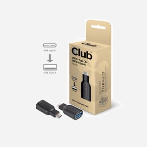 CLUB3D Adaptateur USB 3.1 Type C vers USB 3.0, Contacts Or, Longueur 0.043m, Noir, Transfert 5 Gbit/s, Plug & Play, RoHS, FCC, CE - Miniature 2