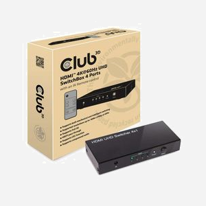 CLUB3D SwitchBox HDMI 2.0a UHD 4 Ports, 4K 60Hz, Boîtier Métal Noir, Télécommande, HDCP, Compatible Windows 10/macOS, CSV-1370 - Miniature 2