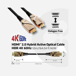 CLUB3D Câble Optique Actif HDMI 2.0b UHD HDR 4K 60Hz M/M 50m - Résolution 7096x2160 - Bande Passante 18 Gbit/s - Connecteurs plaqués Or - Miniature 3