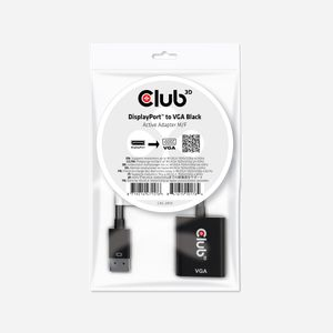 CLUB3D CAC-2013 Adaptateur Vidéo DisplayPort 1.1 vers VGA, Mâle/Femelle, 0.228m, 1920x1200, 5.4Gbit/s, Convertisseur Actif, Noir