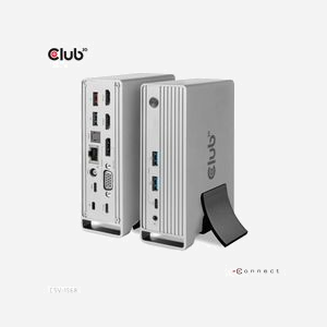 CLUB3D CSV-1568 Station d'accueil USB 3.2 Gen 2 Type-C Métallique, 2x HDMI, DP 1.4, VGA, 3x USB-A, USB-C, 100W PD, Ethernet, Lecteur Cartes, Audio - Miniature 2