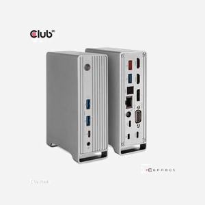 CLUB3D CSV-1568 Station d'accueil USB 3.2 Gen 2 Type-C Métallique, 2x HDMI, DP 1.4, VGA, 3x USB-A, USB-C, 100W PD, Ethernet, Lecteur Cartes, Audio - Miniature 3