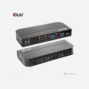 CLUB3D CSV-1382 Switch KVM HDMI 4K Ultra HD 2 Ports USB 3.2 Gen 1, Support HDR, HDCP 1.4/2.2, Audio 3.5mm, Noir - Miniature 1