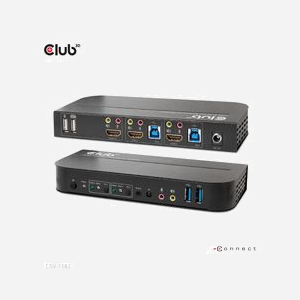 CLUB3D CSV-1382 Switch KVM HDMI 4K Ultra HD 2 Ports USB 3.2 Gen 1, Support HDR, HDCP 1.4/2.2, Audio 3.5mm, Noir - Miniature 2