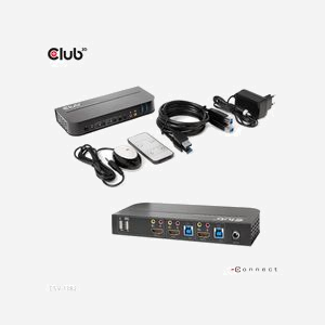 CLUB3D CSV-1382 Switch KVM HDMI 4K Ultra HD 2 Ports USB 3.2 Gen 1, Support HDR, HDCP 1.4/2.2, Audio 3.5mm, Noir - Miniature 4