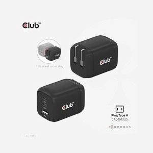CLUB3D CAC-1913 Chargeur Secteur 65W GaN - 2x USB Type-C + 1x USB Type-A, Power Delivery 3.0, PPS, Compatible Android/iOS/Laptop, Câble USB-C inclus - Miniature 2
