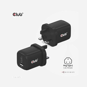 CLUB3D CAC-1913 Chargeur Secteur 65W GaN - 2x USB Type-C + 1x USB Type-A, Power Delivery 3.0, PPS, Compatible Android/iOS/Laptop, Câble USB-C inclus - Miniature 3