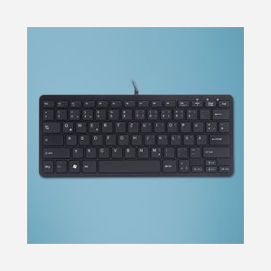 R-Go Tools RGOECQZB Clavier Compact Ergonomique QWERTZ(DE) Filaire USB Noir, Mini-clavier Plat 120x285x15mm, Compatible Windows/Linux