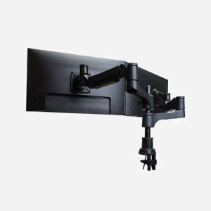 R-Go Tools Caparo Bras Double Écran 2x(24"-32") 3-9kg Aluminium Noir, Montage Bureau, VESA 75/100mm, Ajustement Vérin à Gaz, Pivot 180°, Rotation 360° - Miniature 2