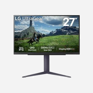 LG 27GS85Q-B Moniteur 27" QHD Nano IPS 1ms 200Hz G-SYNC Compatible & FreeSync, HDR400, DP 1.4/HDMI 2.0, Hub USB, Réglage Hauteur/Pivot
