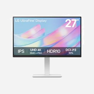 LG 27US550-W Écran LCD 27" 4K Ultra HD (3840x2160) IPS 5ms 60Hz HDR10 DCI-P3 90% Noir/Blanc, Connectique HDMI/DisplayPort, Réglage Hauteur